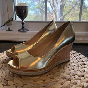 Cole Haan Metalic Gold Wedge Heels EUC